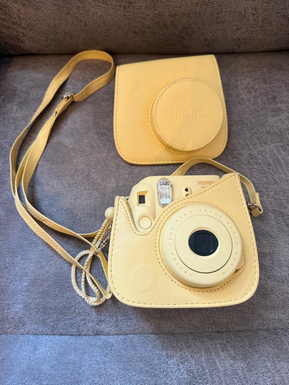 Instax 9 Mini Instant Camera in Pastel Yellow with Matching Case